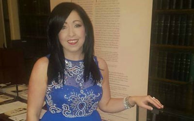 Dr. Marie-Claire Peters at 'Representation of Jews in Irish Literature' exhibition launch at Royal Irish Academy in Dublin, June 2016. (Courtesy)