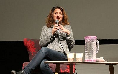 Director Elite Zexer discusses the 12-year journey to making her film 'Sand Storm' at a Times of Israel Presents event at the Jerusalem Cinemateque on March 2, 2017. (Amanda Borschel-Dan/Times of Israel)