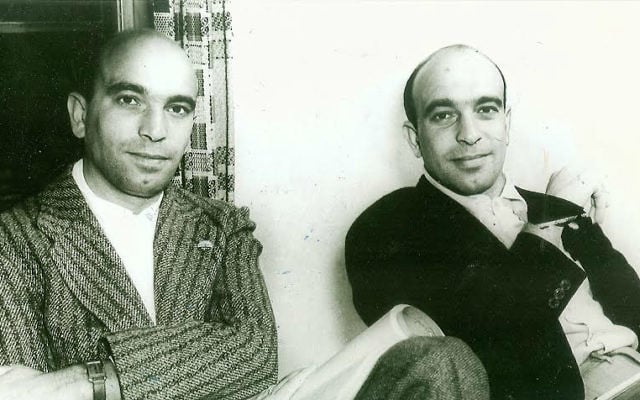 Julius (left), and Phil Epstein in their office at Warner Brothers Studios in Los Angeles. (Courtesy Leslie Epstein)