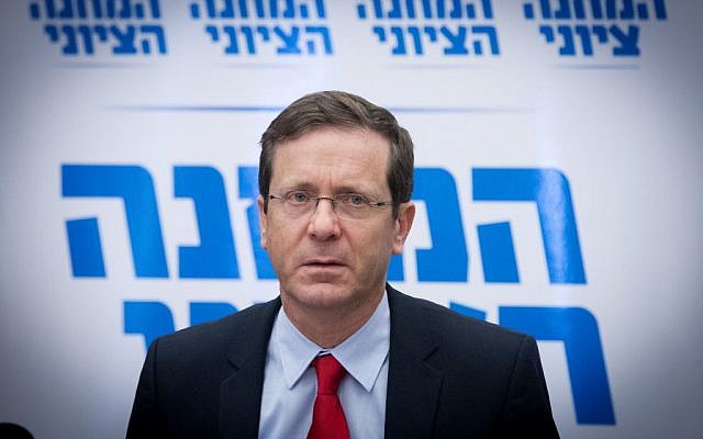 Zionist Union party chair Isaac Herzog leads a party meeting in the Knesset, January 11, 2016. (Miriam Alster/FLASH90) Zionist Union party chair Isaac Herzog leads a party meeting in the Knesset, January 11, 2016. (Miriam Alster/FLASH90)