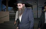 Rabbi Yoshiyahu Yosef Pinto, seen after his release from Nitzan Prison on January 25, 2017, after serving a one-year prison term for attempted bribery. (Roy Alima/Flash90)