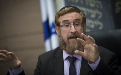 Likud MK Yehuda Glick attends the lobby for encouraging Bible Study, at the Knesset on, January 31, 2017. (Yonatan Sindel/Flash90)