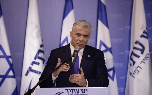 Yesh Atid chairman Yair Lapid at a press conference, March 7, 2017. (Tomer Neuberg/Flash90) Yesh Atid chairman Yair Lapid at a press conference, March 7, 2017. (Tomer Neuberg/Flash90)