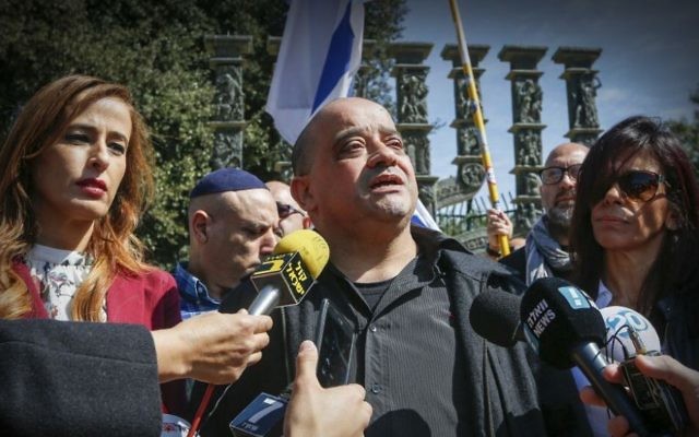 MK Nava Boker (L) alongside (R) Oshra and Charlie Azaria, parents of IDF soldier Elor Azaria, an Israeli soldier sentenced to 18 months in prison for killing a wounded Palestinian stabber, speak to press outside the Knesset, March 15, 2017. (Yonatan Sindel/Flash90) MK Nava Boker (L) alongside (R) Oshra and Charlie Azaria, parents of IDF soldier Elor Azaria, an Israeli soldier sentenced to 18 months in prison for killing a wounded Palestinian stabber, speak to press outside the Knesset, March 15, 2017. (Yonatan Sindel/Flash90)