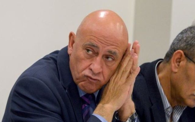 Joint (Arab) List MK Basel Ghattas at a press conference in Nazareth, March 17, 2017. (Basel Awidat/Flash90)