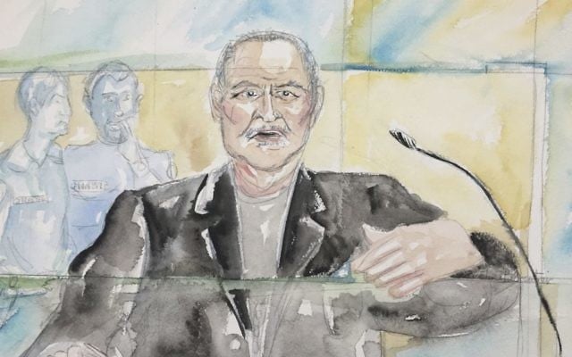 This courtroom sketch shows Venezuelan-born Ilich Ramirez Sanchez known as 'Carlos the Jackal' during his trial at a Paris courthouse, France, dated March 28, 2017. (Eliza Parmentier via AP) This courtroom sketch shows Venezuelan-born Ilich Ramirez Sanchez known as 'Carlos the Jackal' during his trial at a Paris courthouse, France, dated March 28, 2017. (Eliza Parmentier via AP)