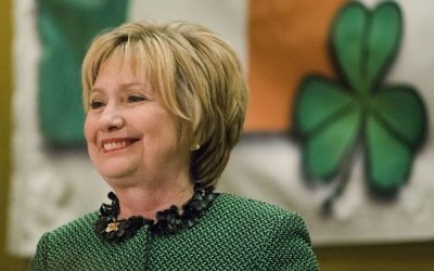 Hillary Clinton speaks at the Society of Irish Women's annual dinner on St. Patrick's Day in her late father's hometown in Scranton, Pa., Friday, March 17, 2017. (AP Photo/Matt Rourke)