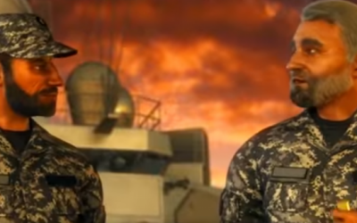 Depiction of Iranian soldiers in a scene from the animated Iranian film 'Battle of the Persian Gulf II' (screen capture: YouTube)