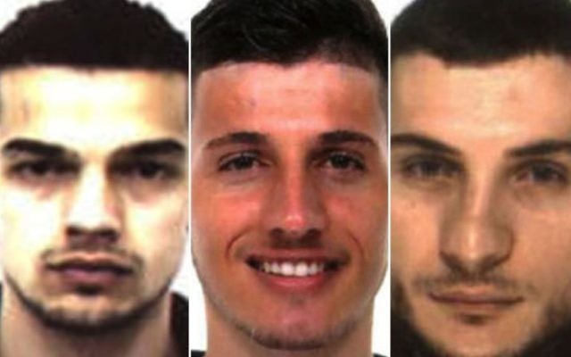 A composite image showing three Kosovan men arrested in Italy on suspicion of planning to blow up a famous bridge in Venice, and other attacks, Italian police announced March 30, 2017. From left, Fisnik Bekaj, Dake Haziraj, and Arjan Babaj. 
