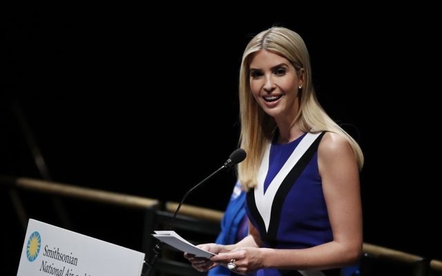 In this March 28, 2017 file photo, Ivanka Trump speaks at the Smithsonian's National Air and Space Museum in Washington. (AP Photo/Manuel Balce Ceneta, File) In this March 28, 2017 file photo, Ivanka Trump speaks at the Smithsonian's National Air and Space Museum in Washington. (AP Photo/Manuel Balce Ceneta, File)