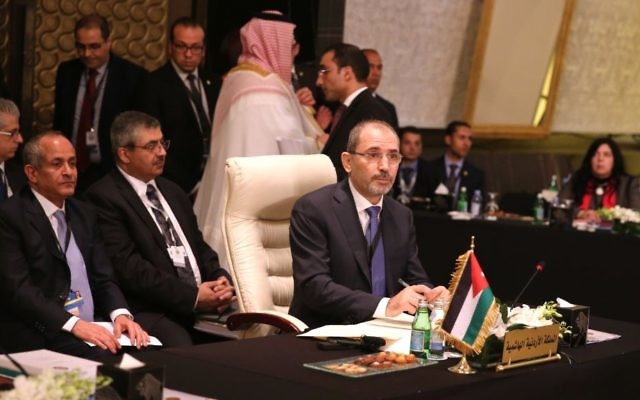 Jordanian Foreign Minister Ayman Safadi attends an Arab Summit meeting at the Dead Sea, Jordan, on March 27, 2017. (AP Photo/Sam McNeil) Jordanian Foreign Minister Ayman Safadi attends an Arab Summit meeting at the Dead Sea, Jordan, on March 27, 2017. (AP Photo/Sam McNeil)