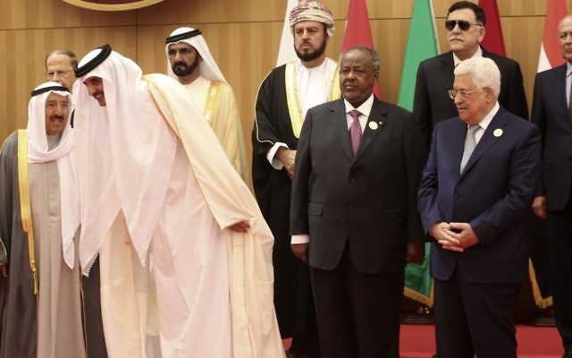 A section of 21 kings, presidents and top officials from the Arab League summit get ready for a group photo, at a gathering near the Dead Sea in Jordan on Wednesday, March 29, 2017. (AP Photo/ Raad Adayleh) A section of 21 kings, presidents and top officials from the Arab League summit get ready for a group photo, at a gathering near the Dead Sea in Jordan on Wednesday, March 29, 2017. (AP Photo/ Raad Adayleh)