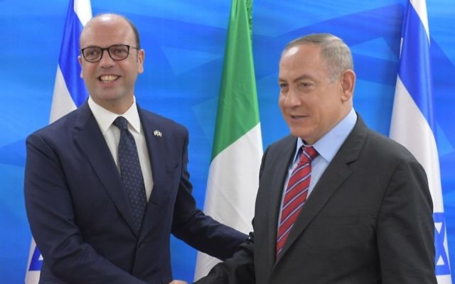 Prime Minister Benjamin Netanyahu (right) meets with Italian Foreign Minister Angelino Alfano in Jerusalem, March 15, 2017. (Amos Ben-Gershom/GPO) Prime Minister Benjamin Netanyahu (right) meets with Italian Foreign Minister Angelino Alfano in Jerusalem, March 15, 2017. (Amos Ben-Gershom/GPO)