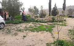 The site of a stabbing in the Havat Mor settlement outpost near Hebron, March 1, 2017. (Hebron Hills spokesperson)