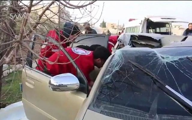 First aid workers inspecting a car damaged by a reported US airstrike on February 26, 2017. which killed Al Qaeda deputy leader Abu al-Khayr al-Masri (Screen capture: Twitter) First aid workers inspecting a car damaged by a reported US airstrike on February 26, 2017. which killed Al Qaeda deputy leader Abu al-Khayr al-Masri (Screen capture: Twitter)