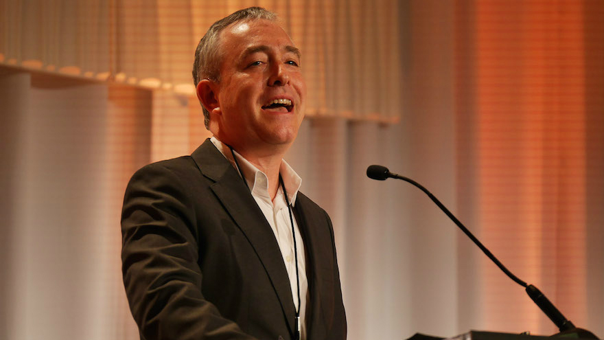 Jewish Funders Network President Andres Spokoiny speaking at the group’s international conference, March 20, 2017. (JFN/via JTA) Jewish Funders Network President Andres Spokoiny speaking at the group’s international conference, March 20, 2017. (JFN/via JTA)