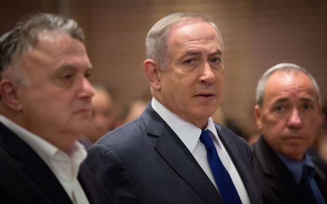 Israeli Prime Minister Benjamin Netanyahu attending a ceremony marking 25 years since the 1992 terror attack on the Israeli embassy in Buenos Aires, in Jerusalem, March 6, 2017. (Yonatan Sindel/Flash90) Israeli Prime Minister Benjamin Netanyahu attending a ceremony marking 25 years since the 1992 terror attack on the Israeli embassy in Buenos Aires, in Jerusalem, March 6, 2017. (Yonatan Sindel/Flash90)