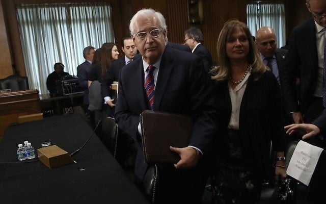 David Friedman, President Donald Trump’s nominee to be the US ambassador to Israel, concludes testifying before the Senate Foreign Relations Committee, Feb. 16, 2017. (Win McNamee/Getty Images) David Friedman, President Donald Trump’s nominee to be the US ambassador to Israel, concludes testifying before the Senate Foreign Relations Committee, Feb. 16, 2017. (Win McNamee/Getty Images)