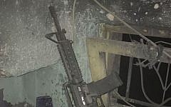 An M-16 rifle found in the home of a wanted Palestinian suspect, March 6, 2017, according to the IDF. (IDF Spokesperson's Unit)