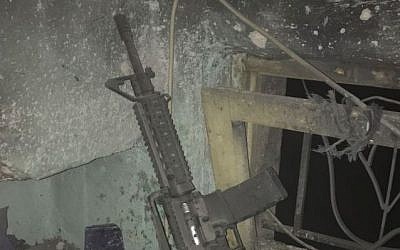 An M-16 rifle found in the home of a wanted Palestinian suspect, March 6, 2017, according to the IDF. (IDF Spokesperson's Unit)