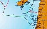 A maritime map of the eastern Mediterranean showing Exclusive Economic Zone borders, including an area of dispute (marked 4) between Israel and Lebanon. Source: IEMed Mediterranean Yearbook 2012 (www.iemed.org/medyearbook)