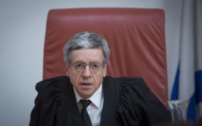 Supreme Court judge Menachem (Meni) Mazuz, seen at the hearing of Israeli businessman Jacky ben Zaken‘s appeal on manipulating the share price of Financial Levers, July 14, 2016. Photo by Flash90 Supreme Court judge Menachem (Meni) Mazuz, seen at the hearing of Israeli businessman Jacky ben Zaken‘s appeal on manipulating the share price of Financial Levers, July 14, 2016. Photo by Flash90