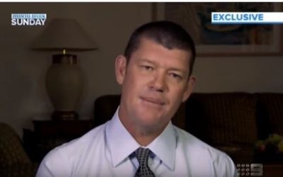 Australian businessman James Packer speaks to the Financial Review Sunday TV show from Tel Aviv on June 6, 2013. (screen capture: YouTube) 