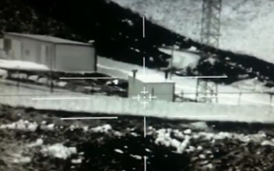 Screenshot released by the Israeli military showing a facility belonging to IS-affiliate Khalid ibn al-Walid Army shelled by an IDF tank on Novemver 27, 2016. (IDF)