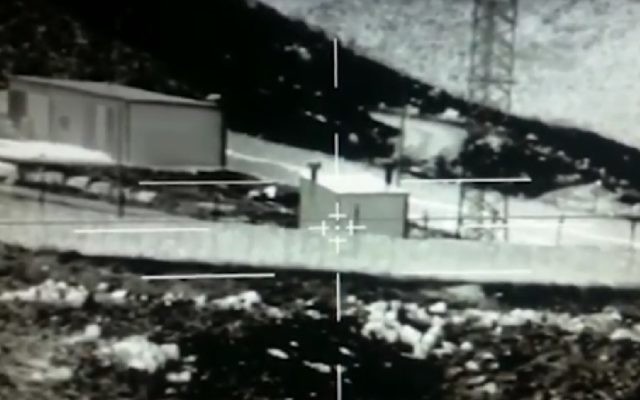Screenshot released by the Israeli military showing a facility belonging to IS-affiliate Khalid ibn al-Walid Army shelled by an IDF tank on Novemver 27, 2016. (IDF) Screenshot released by the Israeli military showing a facility belonging to IS-affiliate Khalid ibn al-Walid Army shelled by an IDF tank on Novemver 27, 2016. (IDF)
