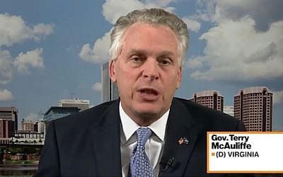 Governor Terry McAuliffe (D) Virginia discusses Nestle's plans to relocate to Virginia on Bloomberg TV on February 2, 2017. (Screen capture/YouTube)
