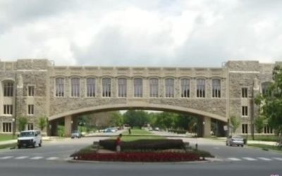 A depiction of the Torgersen Bridge on the Virginia Tech University campus. (Screen capture/YouTube)