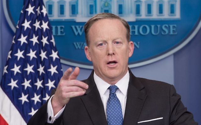 White House Spokesman Sean Spicer speaks during the daily press briefing at the White House in Washington, DC, April 3, 2017. (AFP/Nicholas Kamm)