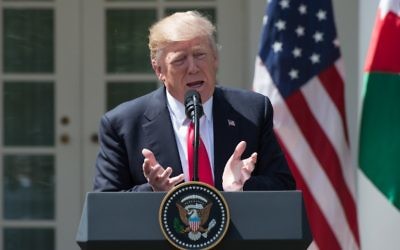 US President Donald Trump speaks at a press conference with Jordan's King Abdullah II in the Rose Garden at the White House in Washington, DC, on April 5, 2017 (AFP PHOTO / NICHOLAS KAMM) US President Donald Trump speaks at a press conference with Jordan's King Abdullah II in the Rose Garden at the White House in Washington, DC, on April 5, 2017 (AFP PHOTO / NICHOLAS KAMM)