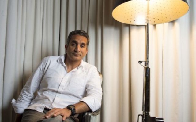 Egyptian Comedian Bassem Youssef poses at the SLS Hotel on April 6, 2017, in Los Angeles, California. (AFP/Valerie Macon) Egyptian Comedian Bassem Youssef poses at the SLS Hotel on April 6, 2017, in Los Angeles, California. (AFP/Valerie Macon)