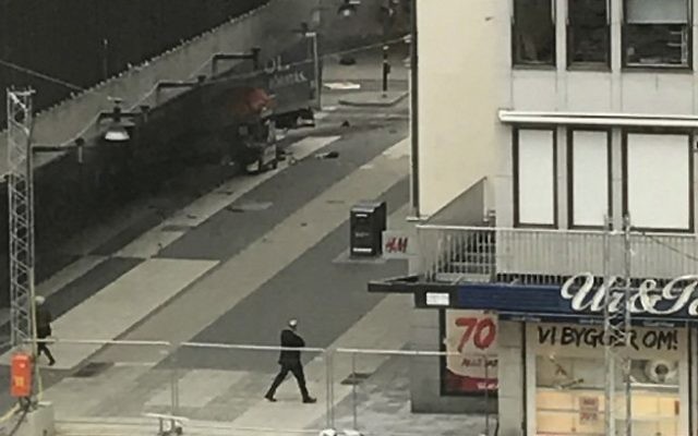 A truck has crashed into the Ahlens department store Ahlens at Drottninggatan in central Stockholm, April 7, 2017. (AFP/ TT News Agency / Andreas Schyman) A truck has crashed into the Ahlens department store Ahlens at Drottninggatan in central Stockholm, April 7, 2017. (AFP/ TT News Agency / Andreas Schyman)