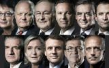 This combination of file pictures created on April 13, 2017 shows the eleven candidates approved to run for French president as announced by the Constitutional Council on March 18.
From Top L to bottom R arranged in alphabetical order : far-left Lutte Ouvriere (LO) party Nathalie Arthaud, Popular Republican Union (UPR) party Francois Asselineau, Solidarite et Progres (Solidarity and Progress) party Jacques Cheminade, right-wing Debout la France (DLF) party Nicolas Dupont-Aignan, right-wing Les Republicains (LR) party Francois Fillon, left-wing French Socialist (PS) party Benoit Hamon, independent candidate Jean Lassalle, far-right Front National (FN) party Marine Le Pen, En Marche ! movement Emmanuel Macron, far-left coalition La France insoumise Jean-Luc Melenchon and far-left New Anticapitalist Party (NPA) Philippe Poutou. (AFP PHOTO / JOEL SAGET AND Eric FEFERBERG)