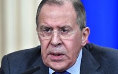 Russian Foreign Minister Sergei Lavrov speaks during a joint press conference after talks with his Russian and Syrian counterparts in Moscow on April 14, 2017 (AFP PHOTO / Alexander NEMENOV)
