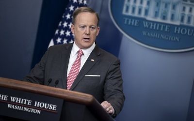 White House Press Secretary Sean Spicer speaks during a briefing at the White House April 17, 2017 in Washington, DC. (AFP Photo/Brendan Smialowski)