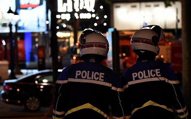 Illustrative: French police officers in Paris, April 20, 2017. (AFP Photo/Franck Fife)