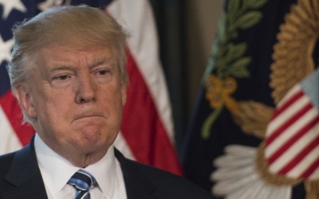 US President Donald Trump at the US Treasury Department in Washington, DC, April 21, 2017. (AFP/JIM WATSON) US President Donald Trump at the US Treasury Department in Washington, DC, April 21, 2017. (AFP/JIM WATSON)