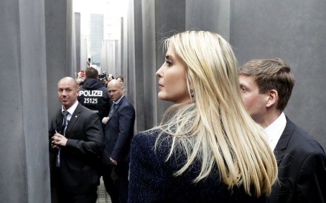 First Daughter and Adviser to the US President Ivanka Trump (2R) visits the Holocaust memorial with director of the memorial Uwe Neumaerker during her visit on April 25, 2017 in Berlin. (Michael Sohn/AFP)