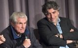 Directors Claude Lelouch, left, and Alexandre Amiel attend a panel discussion at the Colcoa French Film Festival, in Los Angeles, California, April 25, 2017. (AFP/VALERIE MACON)