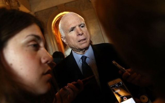 Sen. John McCain (R-AZ) answers questions at the US Capitol about the recent US attack in Syria April 7, 2017 in Washington, DC. (Win McNamee/Getty Images/AFP) Sen. John McCain (R-AZ) answers questions at the US Capitol about the recent US attack in Syria April 7, 2017 in Washington, DC. (Win McNamee/Getty Images/AFP)