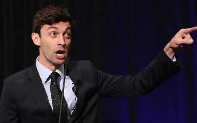 Democratic candidate Jon Ossoff speaks to his supporters as votes continue to be counted in a race that was too close to call for Georgia's 6th Congressional District. (Joe Raedle/Getty Images/AFP)