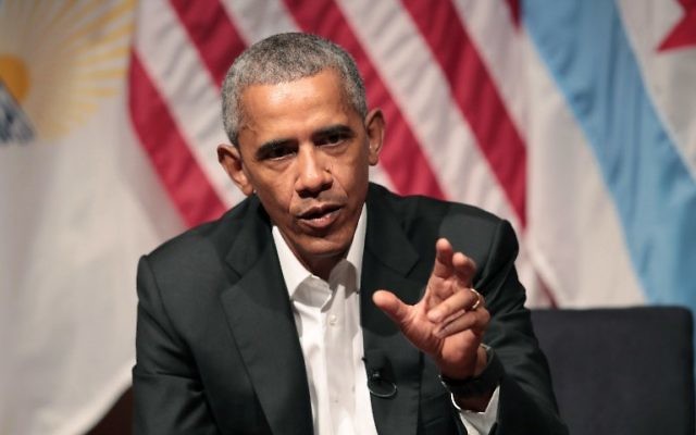 Former US president Barack Obama visits with youth leaders at the University of Chicago to help promote community organizing on April 24, 2017 in Chicago, Illinois. The visit marks Obama's first formal public appearance since leaving office. (Scott Olson/Getty Images/AFP)