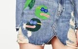 A skirt pulled by Zara following outrage over what appears to resemble Pepe the Frog images, April 2017.