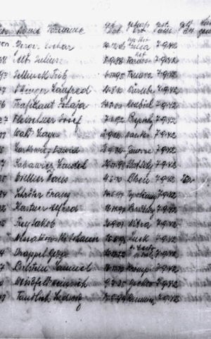 The Majdanek crematoria list that confirmed the location and date of Moshe Bar-Yuda's father Alfred Kastner's murder (Courtesy ITS via Yad Vashem)