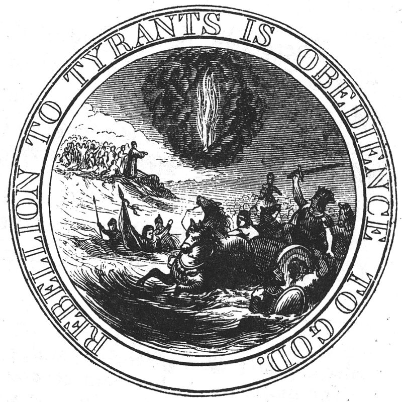Ben Franklin's proposed design for the Great Seal of the United States included Moses parting the Red Sea. (Public domain) Ben Franklin's proposed design for the Great Seal of the United States included Moses parting the Red Sea. (Public domain)