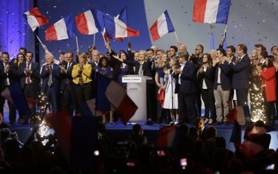 French far-right leader and presidential candidate Marine Le Pen addresses supporters during an election campaign rally in Nice, southern France, Thursday April 27, 2017. (Claude Paris/AP) 