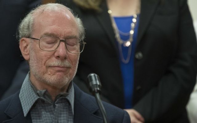 Stan Patz, father of 6-year-old Etan Patz, speaks to reporters after Pedro Hernandez, the man convicted of killing 6-year-old Etan Patz, one of America's most notorious missing-child cases, was sentenced at Manhattan Supreme Court, in New York, Tuesday, April 18, 2017. (AP/Mary Altaffer)